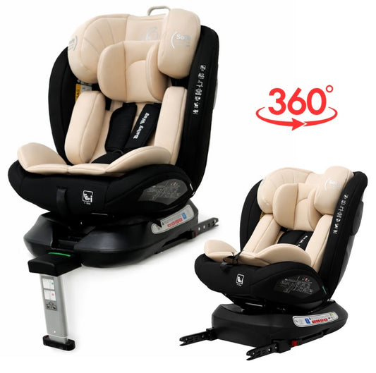 Preorder - SafeOrbit Beige i-Size 360 Rotating Car Seat with ISOFIX and Support Leg