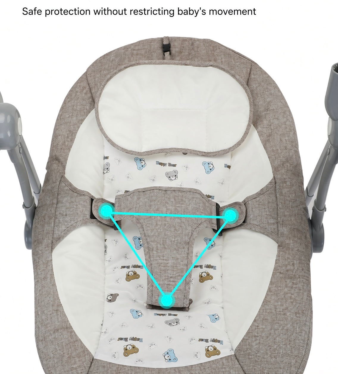 Preorder - Serena Electric Baby Swing Rocker Grey with Toys, Cup Holder, Canopy and Music