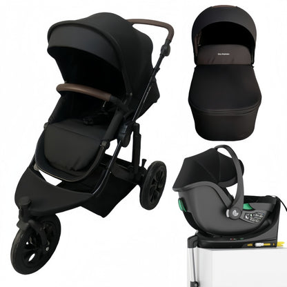 Pre-order Baby Brightness easygo 1+ three wheel stroller & carrycot & baby capsule & ISOFIX base Black  ETA: 31st October 2025