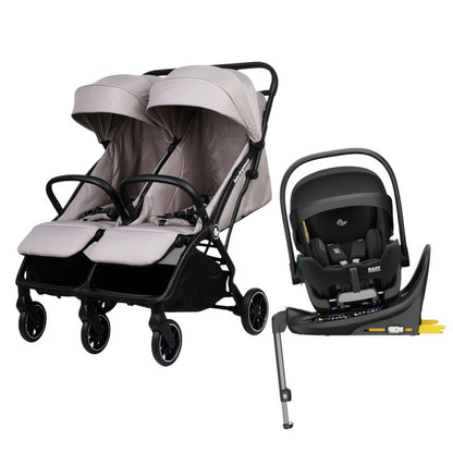 Pre-order Double Pram – FlexGo Duo with Reclining Infant Capsule and Rotating ISOFIX Base(Beige)