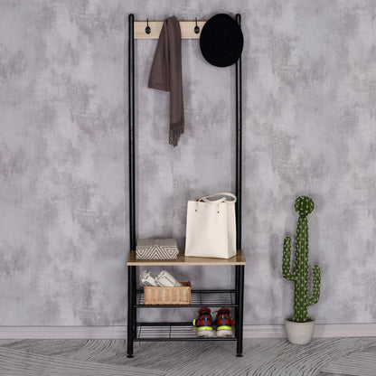 Coat Rack with Shoe Bench