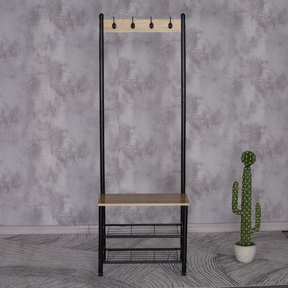 Coat Rack with Shoe Bench