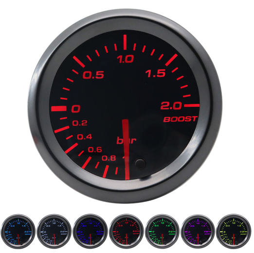 52mm Tinted 7 Turbo Boost Gauge 7 Color LED Display - salelink.co.nz
