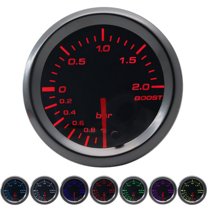 52mm Tinted 7 Turbo Boost Gauge 7 Color LED Display - salelink.co.nz