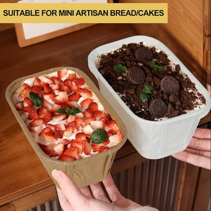50-Pack Mini Rectangular Paper Baking Moulds – Disposable Non-Stick Loaf & Cake Cases
