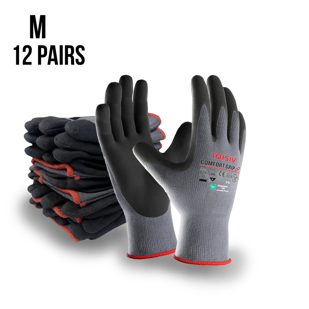 6/12 Pairs Heavy-Duty Nitrile Coated Work Gloves – Non-Slip Gardening & Construction Gloves