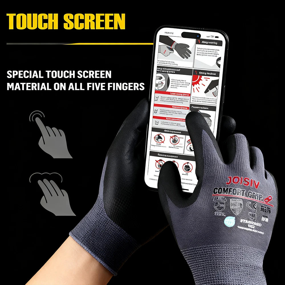 6/12 Pairs Heavy-Duty Nitrile Coated Work Gloves – Non-Slip Gardening & Construction Gloves