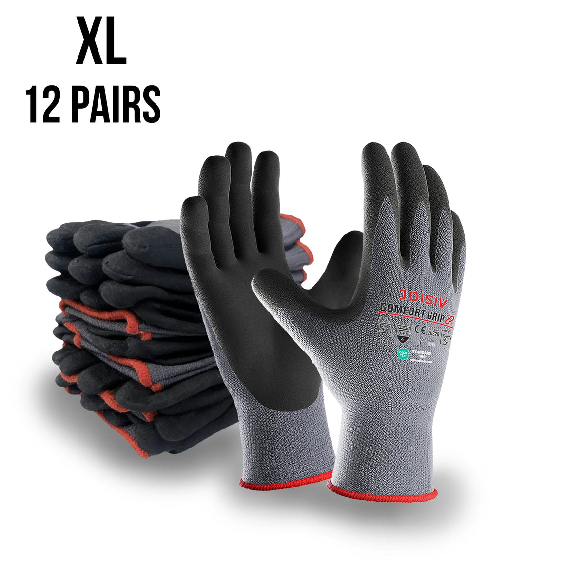 6/12 Pairs Heavy-Duty Nitrile Coated Work Gloves – Non-Slip Gardening & Construction Gloves