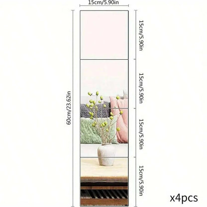 Acrylic Mirror Wall Stickers Set (6/10pcs) – Self-Adhesive DIY Décor Tiles