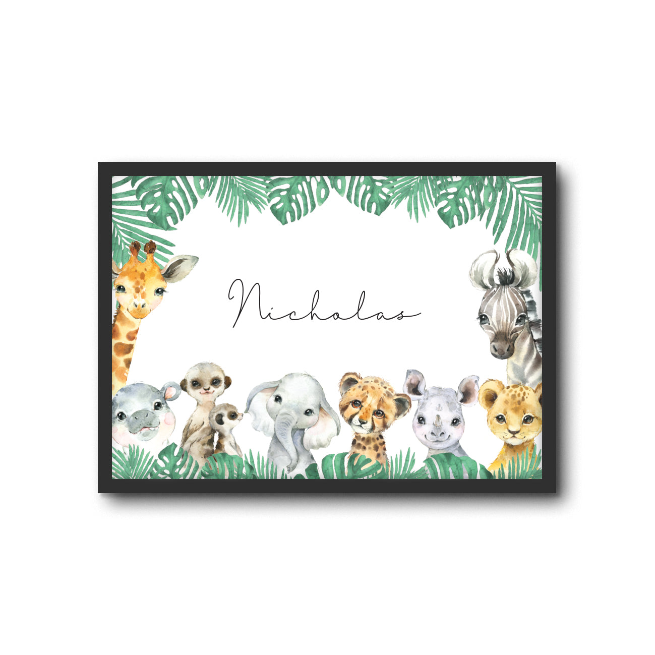 Wall Print |  Safari Animals (Custom Name)