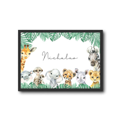 Wall Print |  Safari Animals (Custom Name)