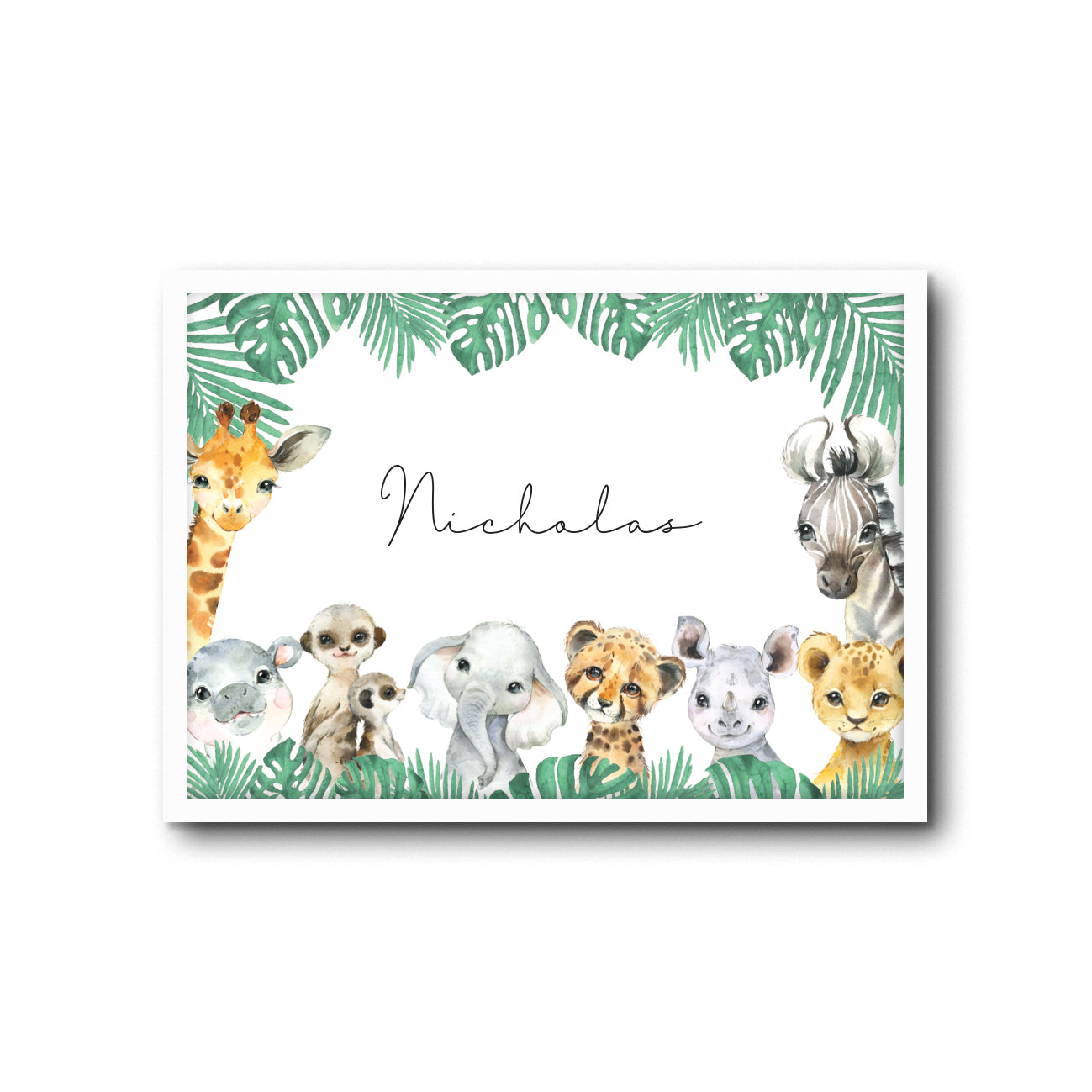 Wall Print |  Safari Animals (Custom Name)