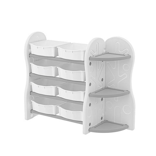Preorder - Treehouse Toy & Book Storage Shelf with 8 Bins – White & Grey
