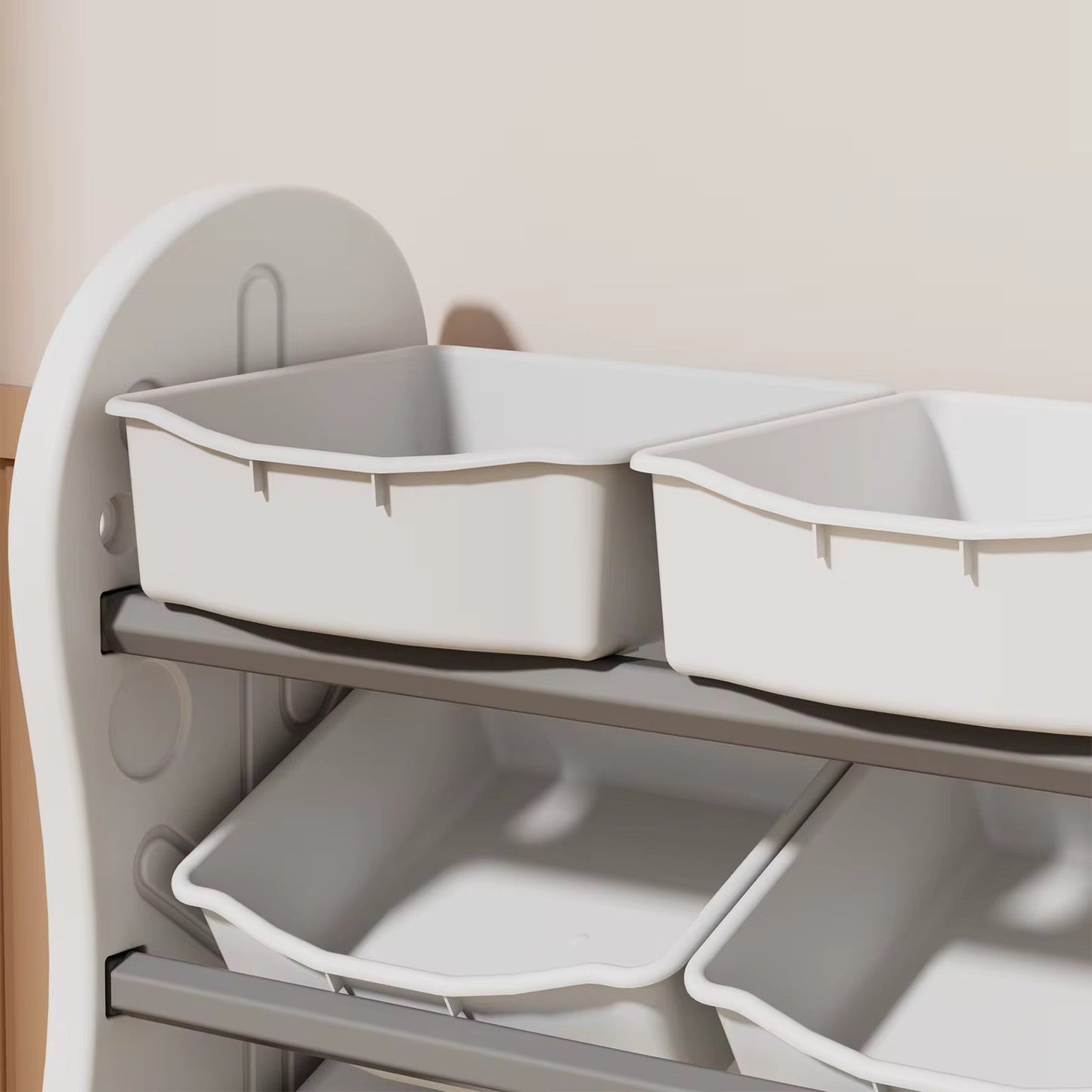 Treehouse Toy & Book Storage Shelf with 8 Bins – White & Grey