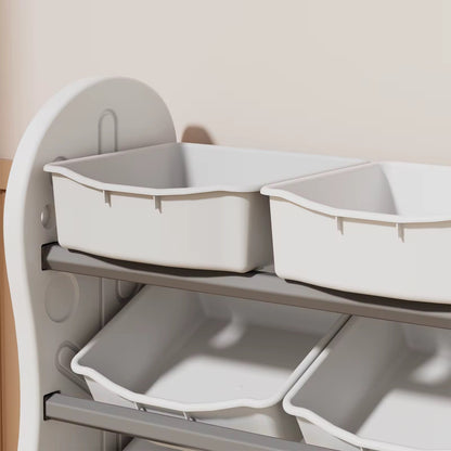 Treehouse Toy & Book Storage Shelf with 8 Bins – White & Grey