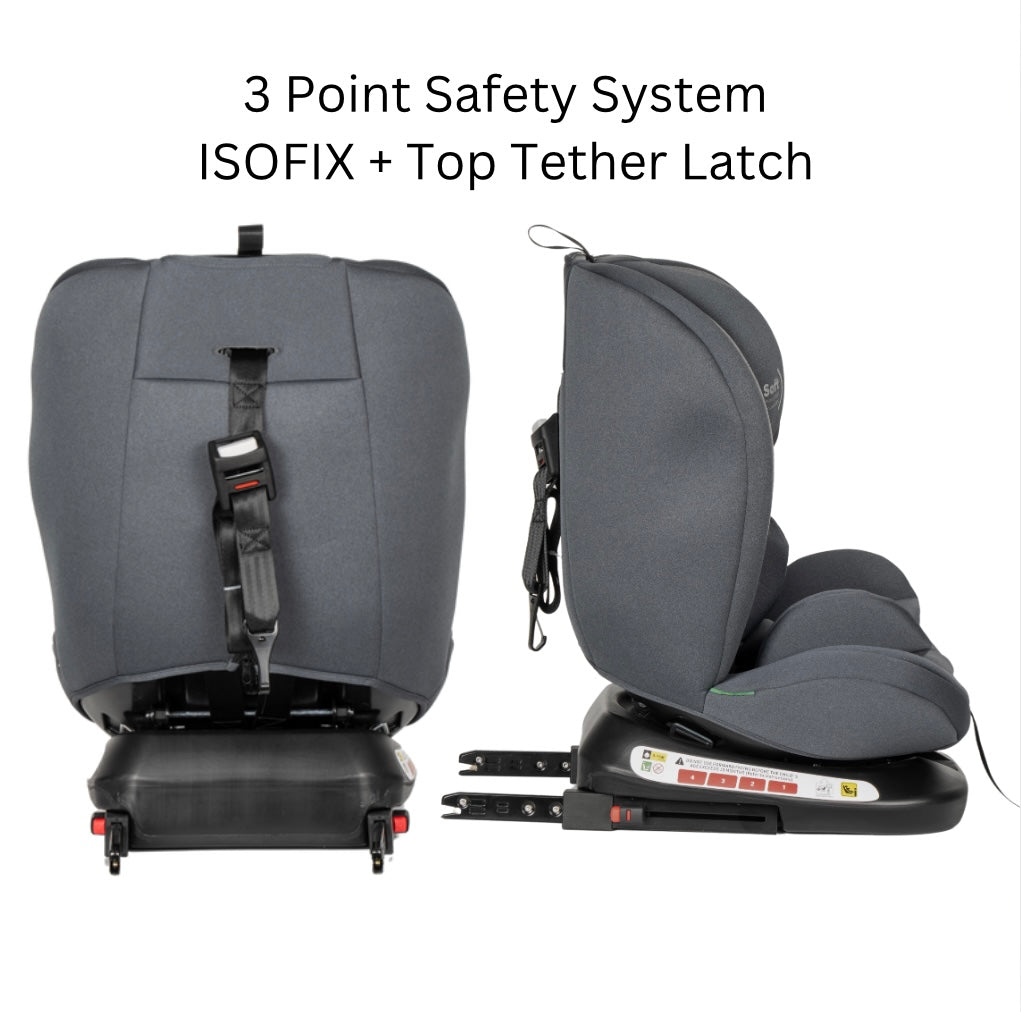 All-Rider 360 Rotating Convertible i-Size R129 Car Seat with ISOFIX and Top Tether - GREY