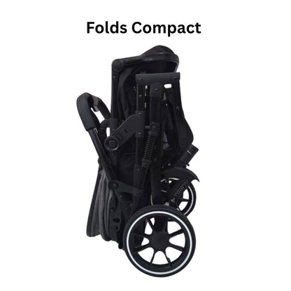 Gold Series 3-in-1 Travel System - Bassinet + Stroller + Capsule with Food Tray - Grey/Black