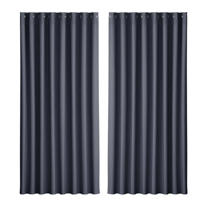Artiss 2X Blockout Curtains Eyelet 300x230cm Charcoal