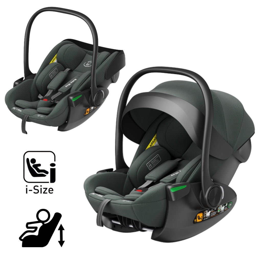 Crown i-Size Capsule Car Seat – Reclining Capsule with 6-Level Adjustable Headrest - Olive