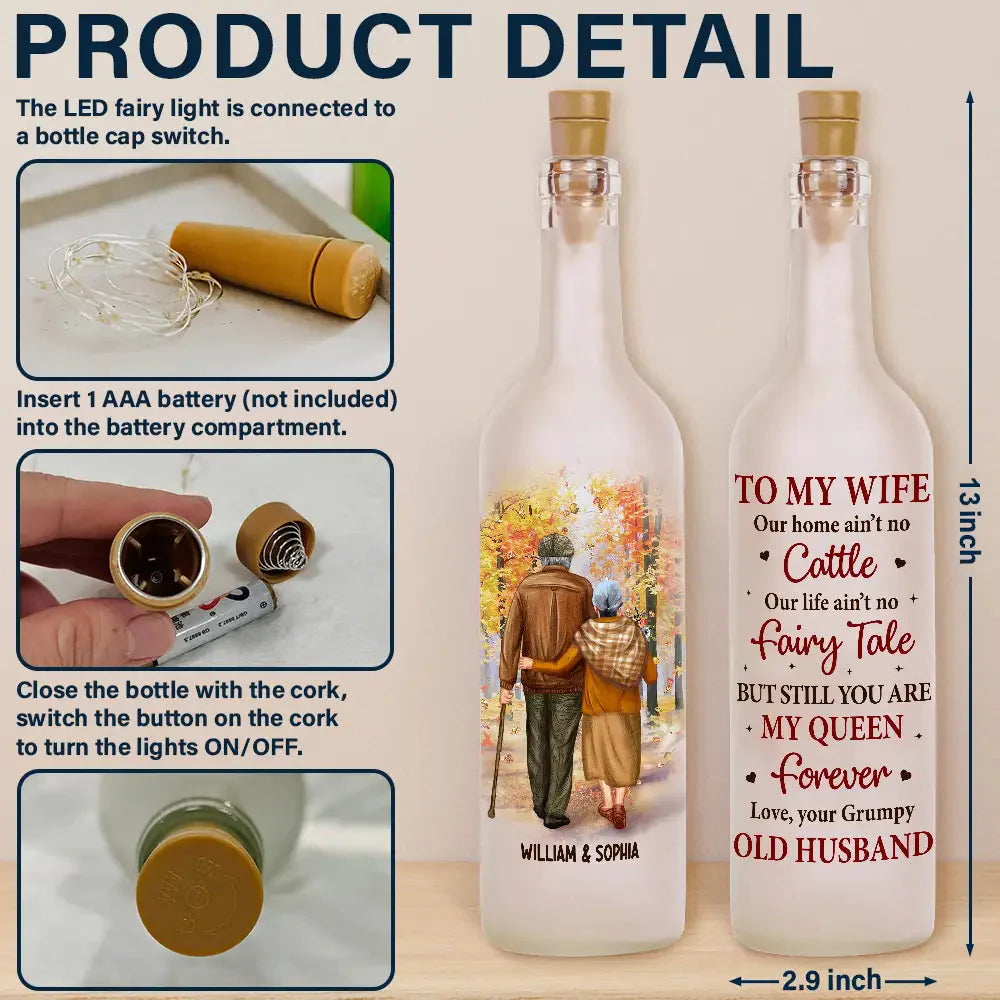 Couple To My Wife Our Home Ain't No Castle - Personalized Bottle Light