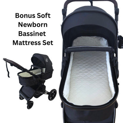 Preorder - Supra Sapphire Bundle - 4in1 Stroller Buggy + Bassinet + Capsule with ISOFIX Base Combo with 360 GoldSpin Rotating Convertible Car Seat