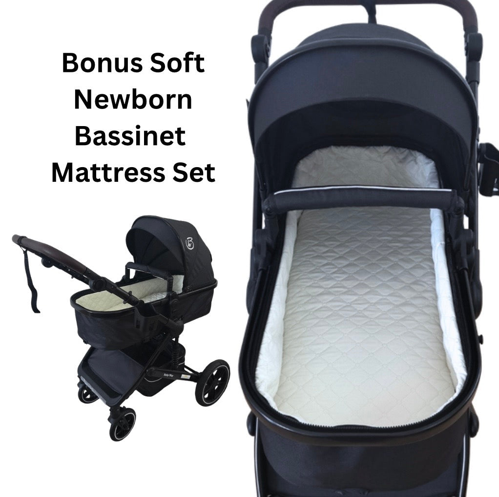 Preorder - Supra Black Bundle - 4in1 Stroller Buggy + Bassinet + Capsule with ISOFIX Base Combo with i-Size Royal 360 Rotating Convertible Car Seat