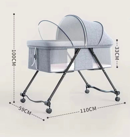 Preorder - Luna Portable Compact Folding Baby Bassinet with Canopy and Locking Wheels