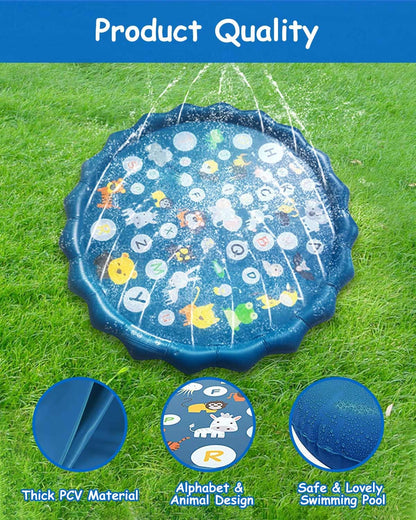 Pet Dog Sprinkler Splash Pad Mat Kids Water Play Spray Pool Toy 100cm
