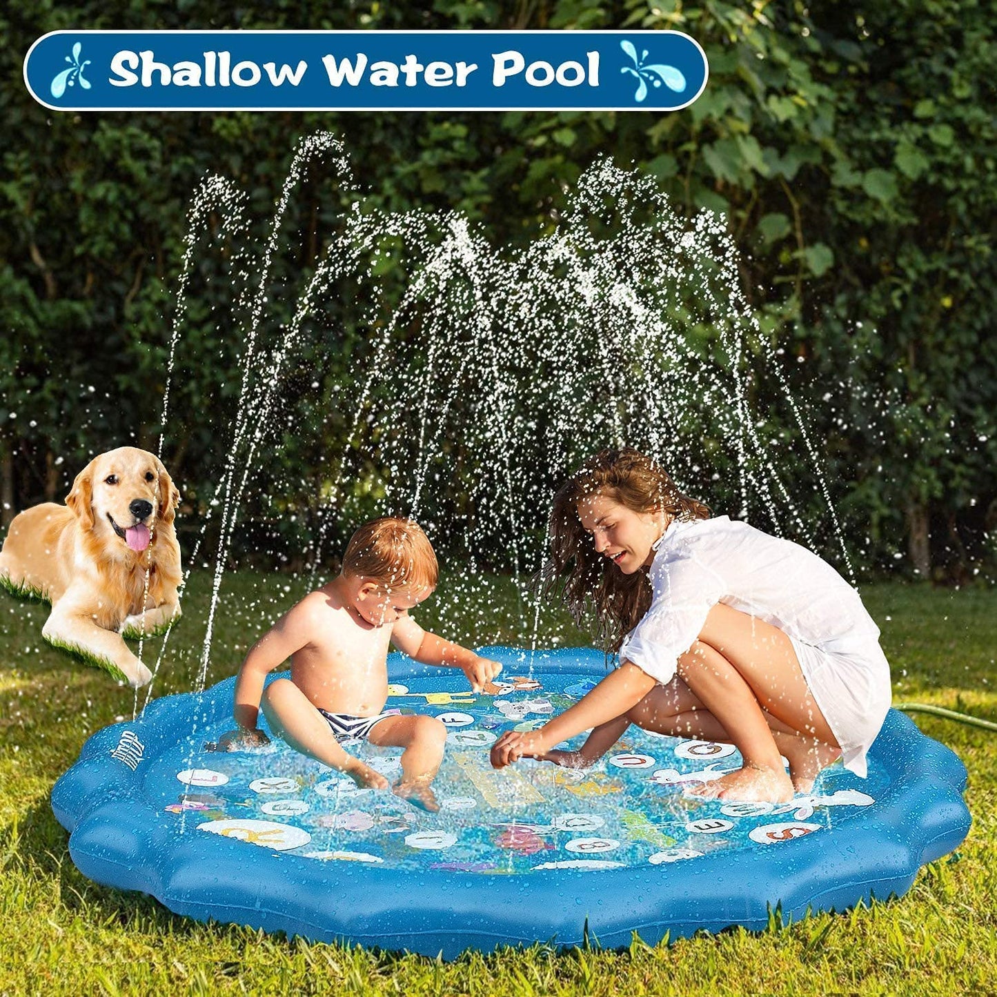 Pet Dog Sprinkler Splash Pad Mat Kids Water Play Spray Pool Toy 100cm