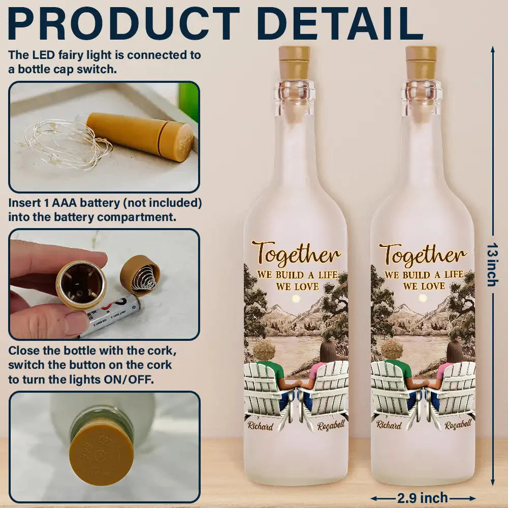 Back Sitting Couple You And Me We Got This - Personalized Bottle Light