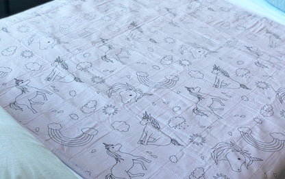 Brolly Sheets King Single Bed Pad with Wings – Pink Unicorns or Green Jungle