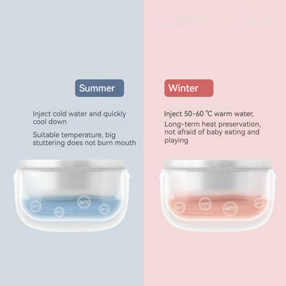 Thermal Stainless Steel Baby Toddler Suction Bowl Set (Spoon Fork )-Blue