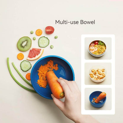 Thermal Stainless Steel Baby Toddler Suction Bowl Set (Spoon Fork )-Blue