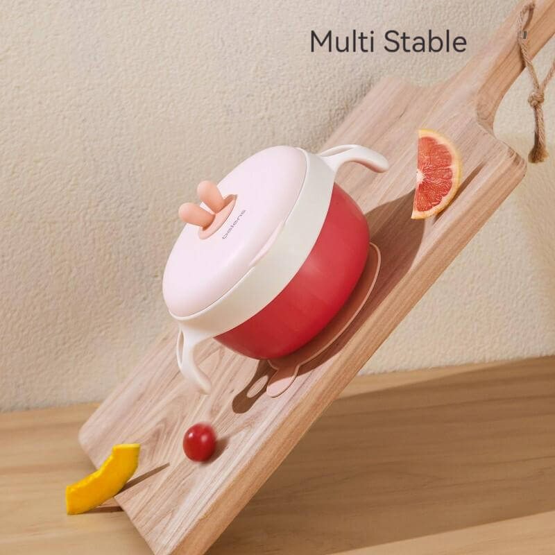 Baby Toddler Thermal Stainless Steel Suction Plate /Bowl 8 Pieces Set-Red