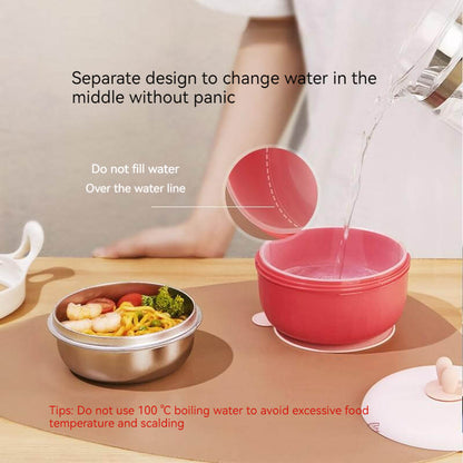 Thermal Stainless Steel Baby Toddler Suction Bowl Set (Spoon Fork )-Blue