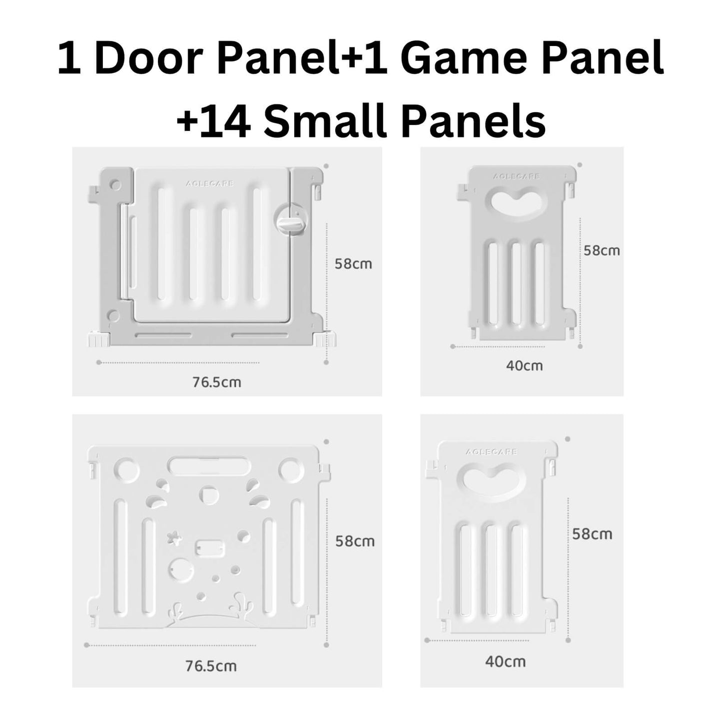 Baby Playpen 14+2 Panels (Love Heart)-Grey and White