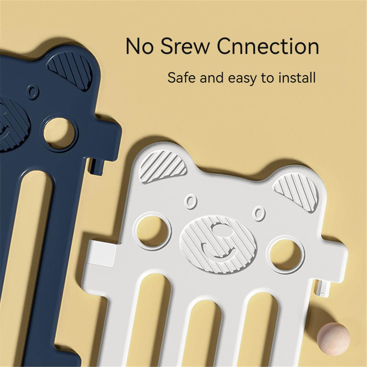 Baby Playpen 14+2 Panels (Little Bear & Bee)-Blue / White