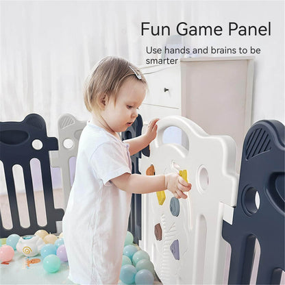 Baby Playpen 16+2 Panels (Little Bear & Bee)-Blue / White