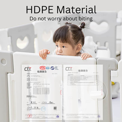 Baby Playpen 14+2 Panels (Love Heart)-Grey and White