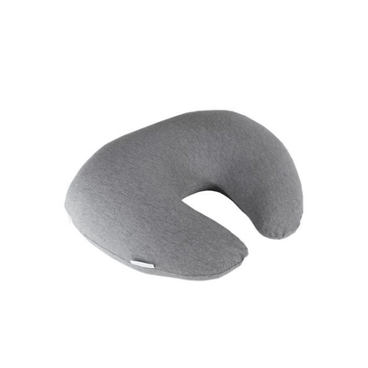 Gray U-shaped travel pillow on a white background
