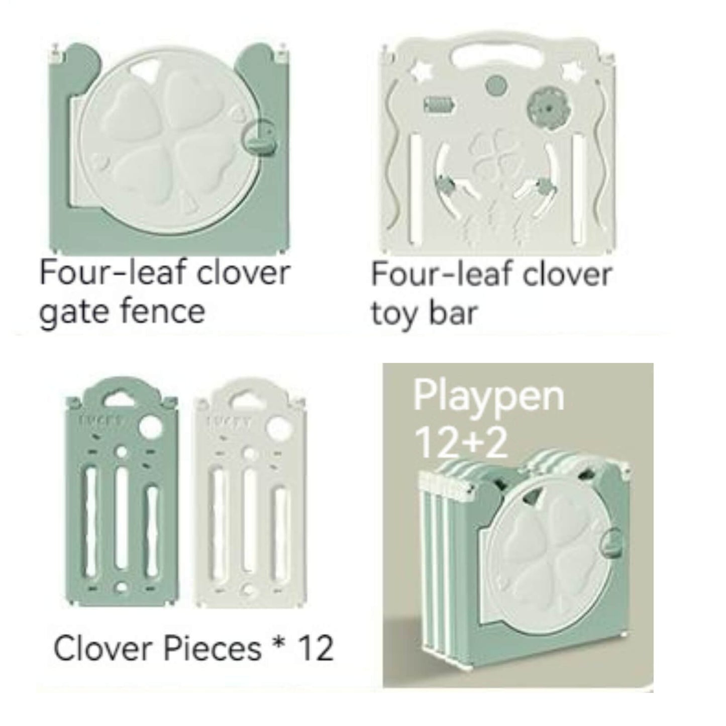 Baby Playpen-Four Leaf Clover in Green (12+2 To 18+2）