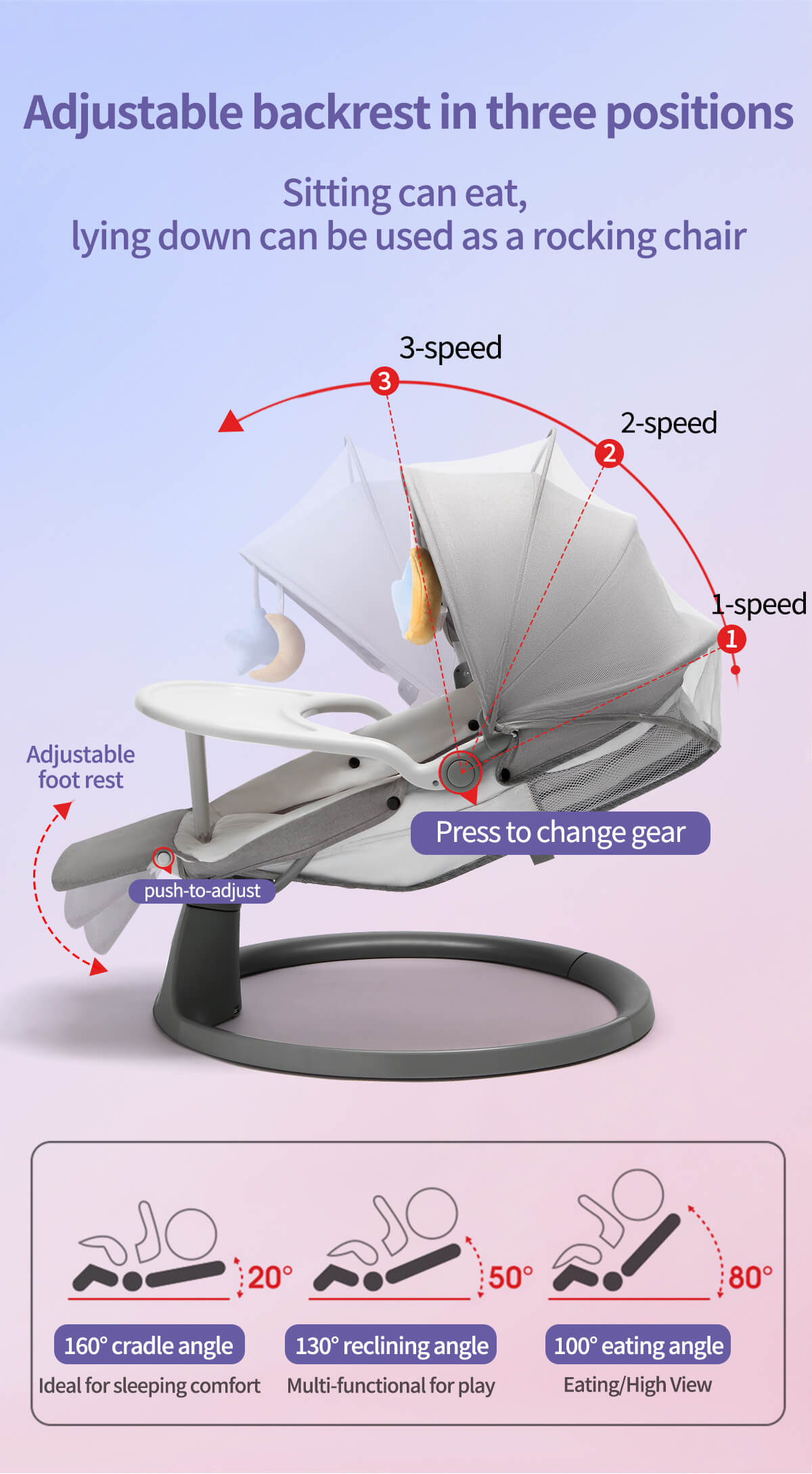 Built-in Footrest Electric Baby Swing NZ with Dinner Table – The Ultimate Comfort for Your Newborn