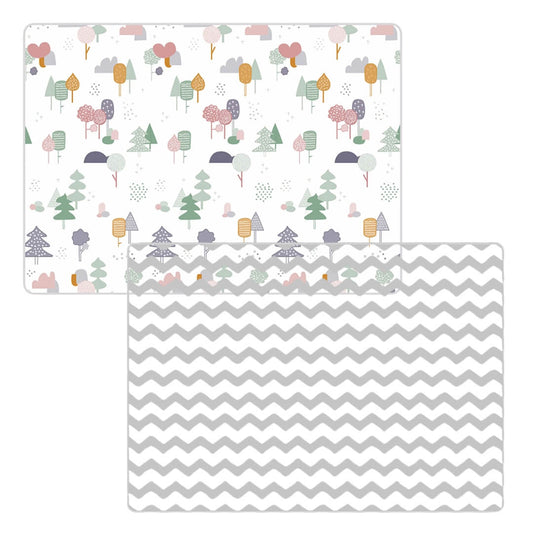 180x150x1 cm Foldable Baby Playmat with Carry Bag - Tree & Curve Both Sides-I