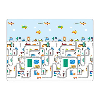180x150x1 cm Foldable Baby Playmat with Carry Bag - City Road & Curve Both Sides-J