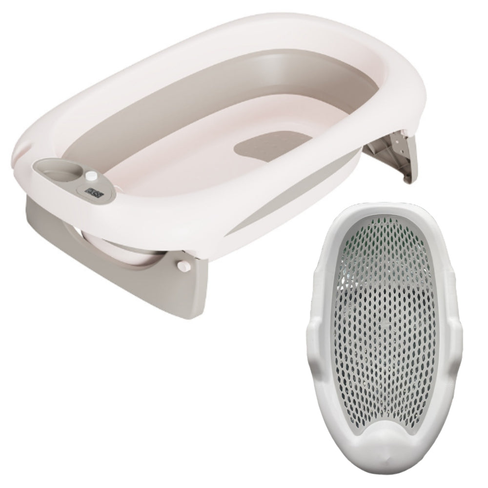 Foldable Baby Bath Tub & Fast Drying Bath Seat -Unisex Grey