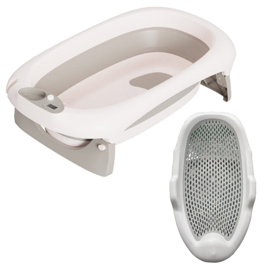 Foldable Baby Bath Tub & Fast Drying Bath Seat -Unisex Grey