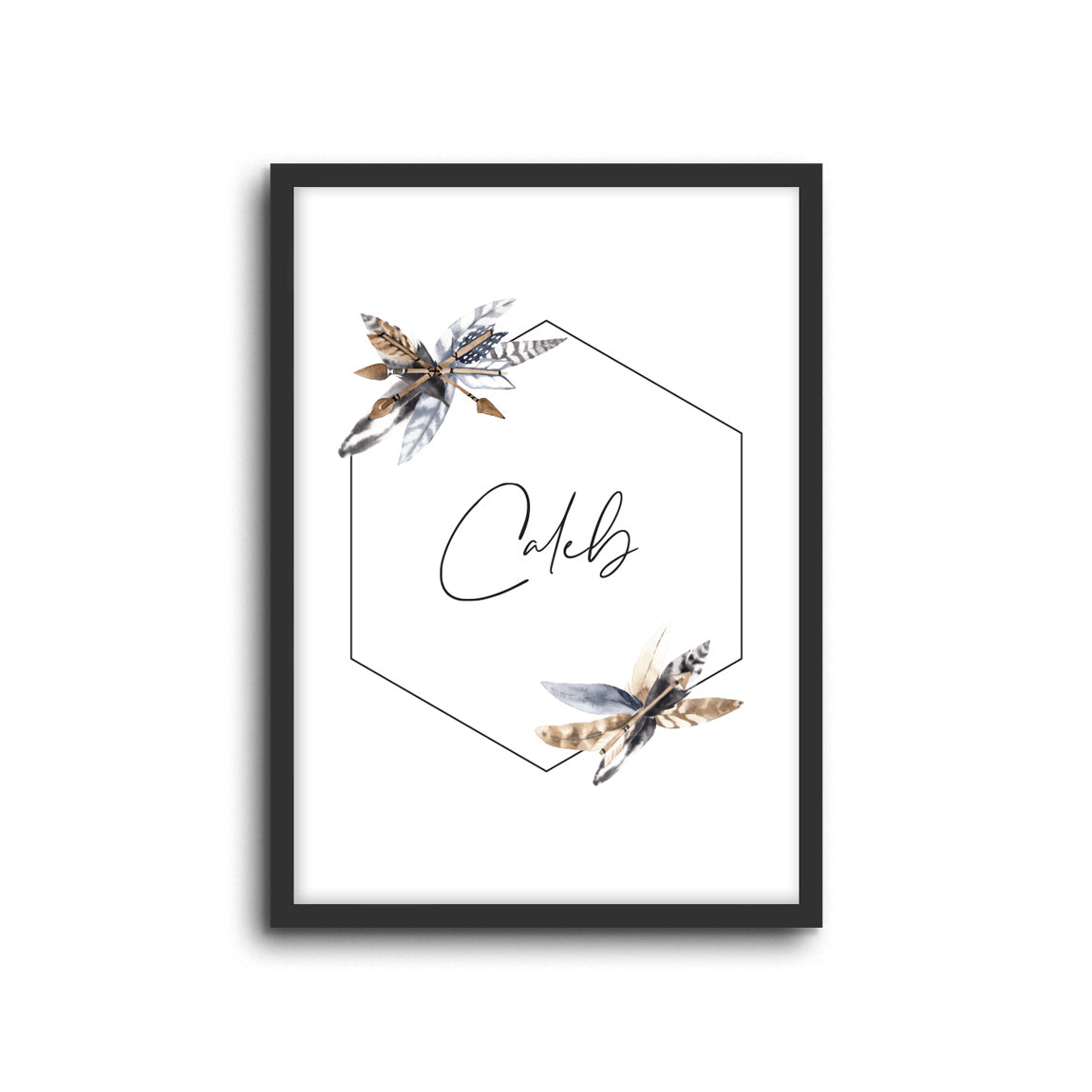 Wall Print |  Boho Feathers - Custom Name
