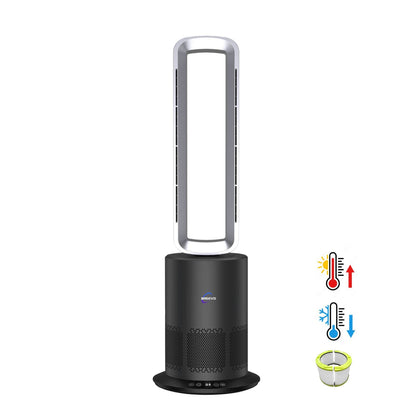 3 in 1 Hot & Cool Bladeless Fan Heater with Air Purifier | PureAir | Silver/White