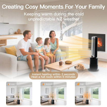 3 in 1 Hot & Cool Bladeless Fan Heater with Air Purifier | PureAir | Silver/White