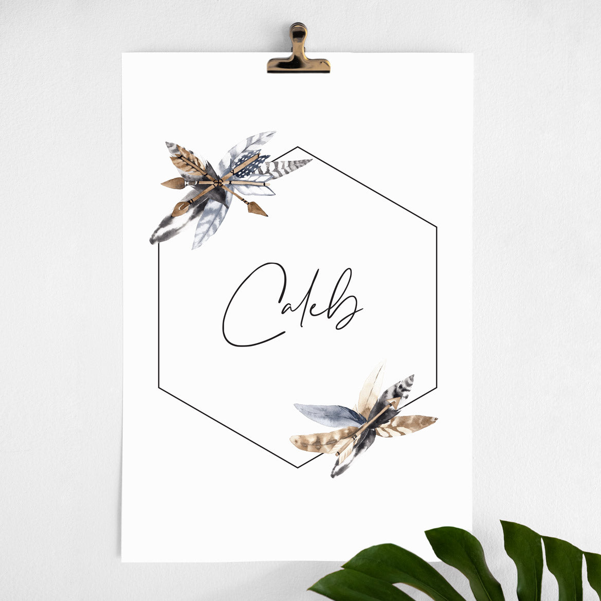 Wall Print |  Boho Feathers - Custom Name